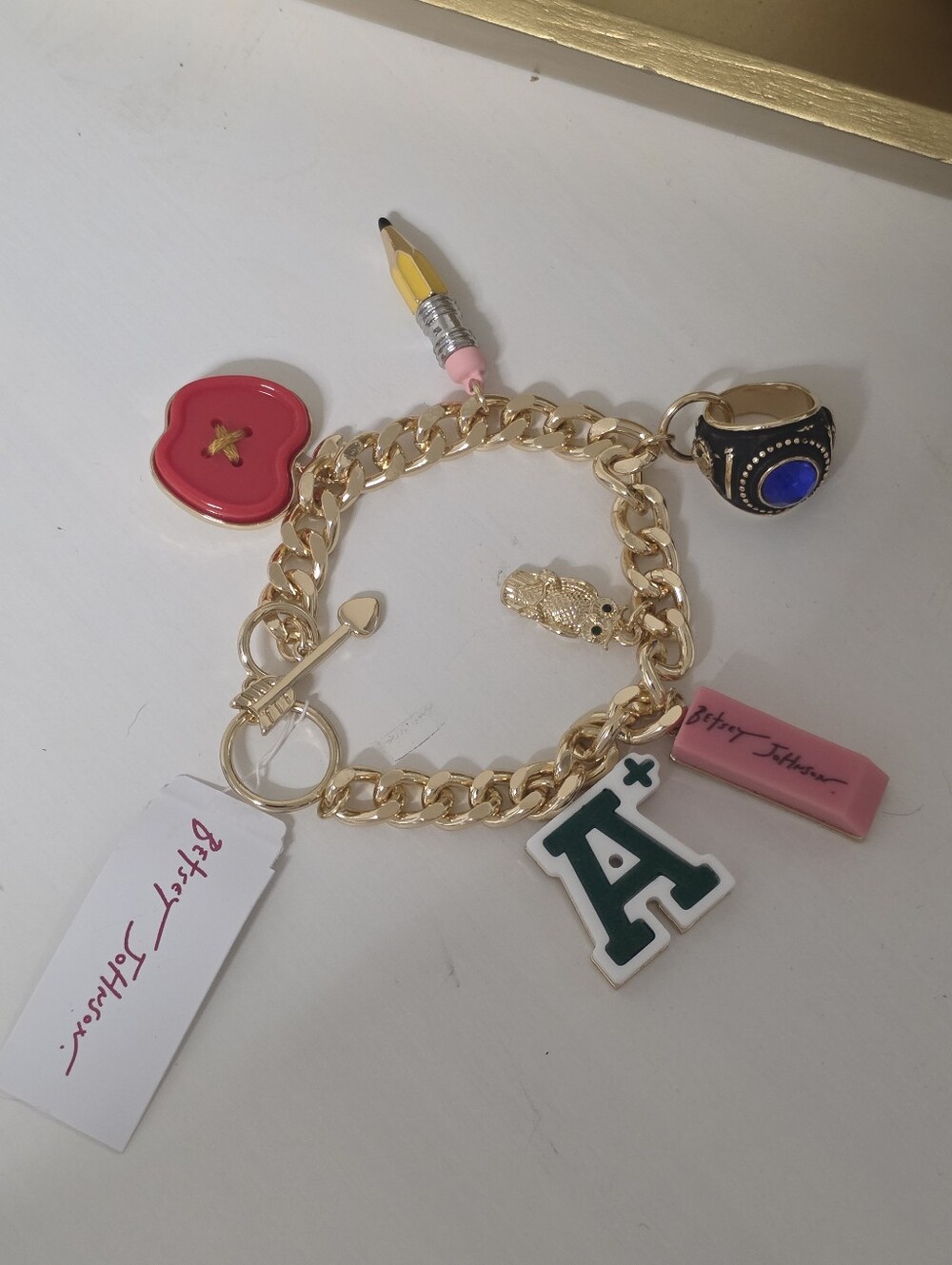 Gold Charm Bracelet with Multicolor Enamel Charms